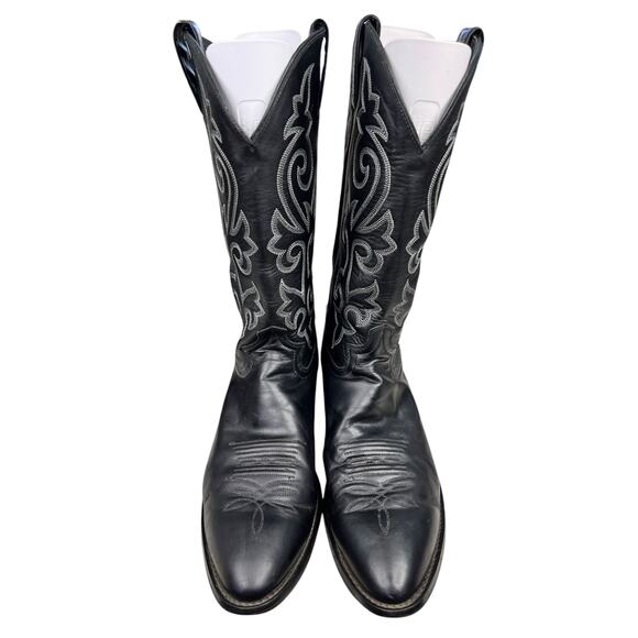 Justin Men’s Black Leather Narrow Western Cowboy Boot Size US 13 B - Picture 7 of 10